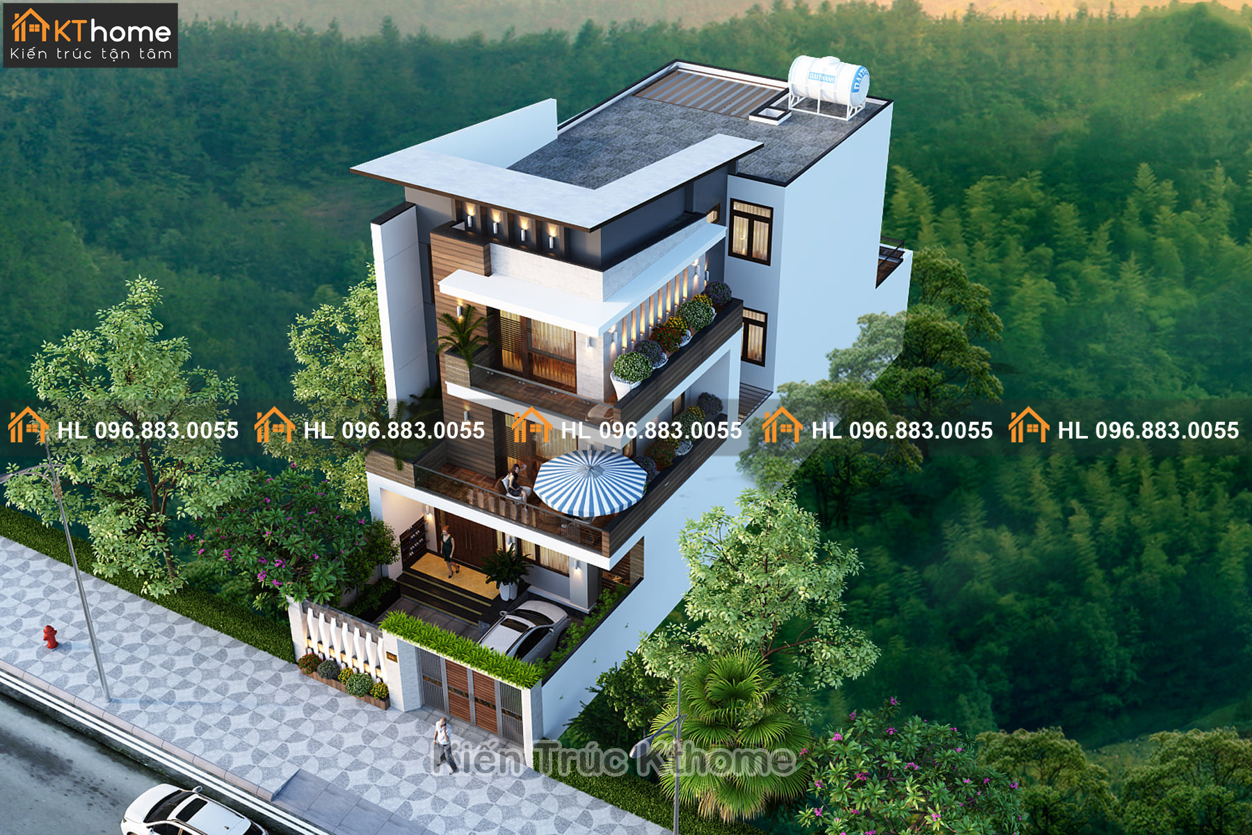 Mẫu biệt thự nhà phố 3 tầng hiện đại 9,5mx14,5m đẹp và tiện nghi tại Hà Nội  KT506-2019