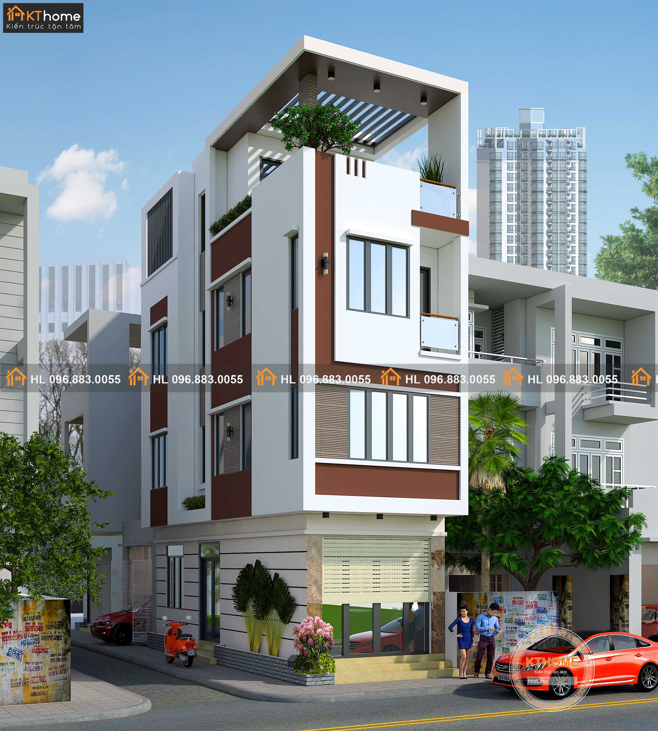 Mẫu nhà phố 4 tầng hiện đại kết hợp kinh doanh tại Hà Nội BT11255