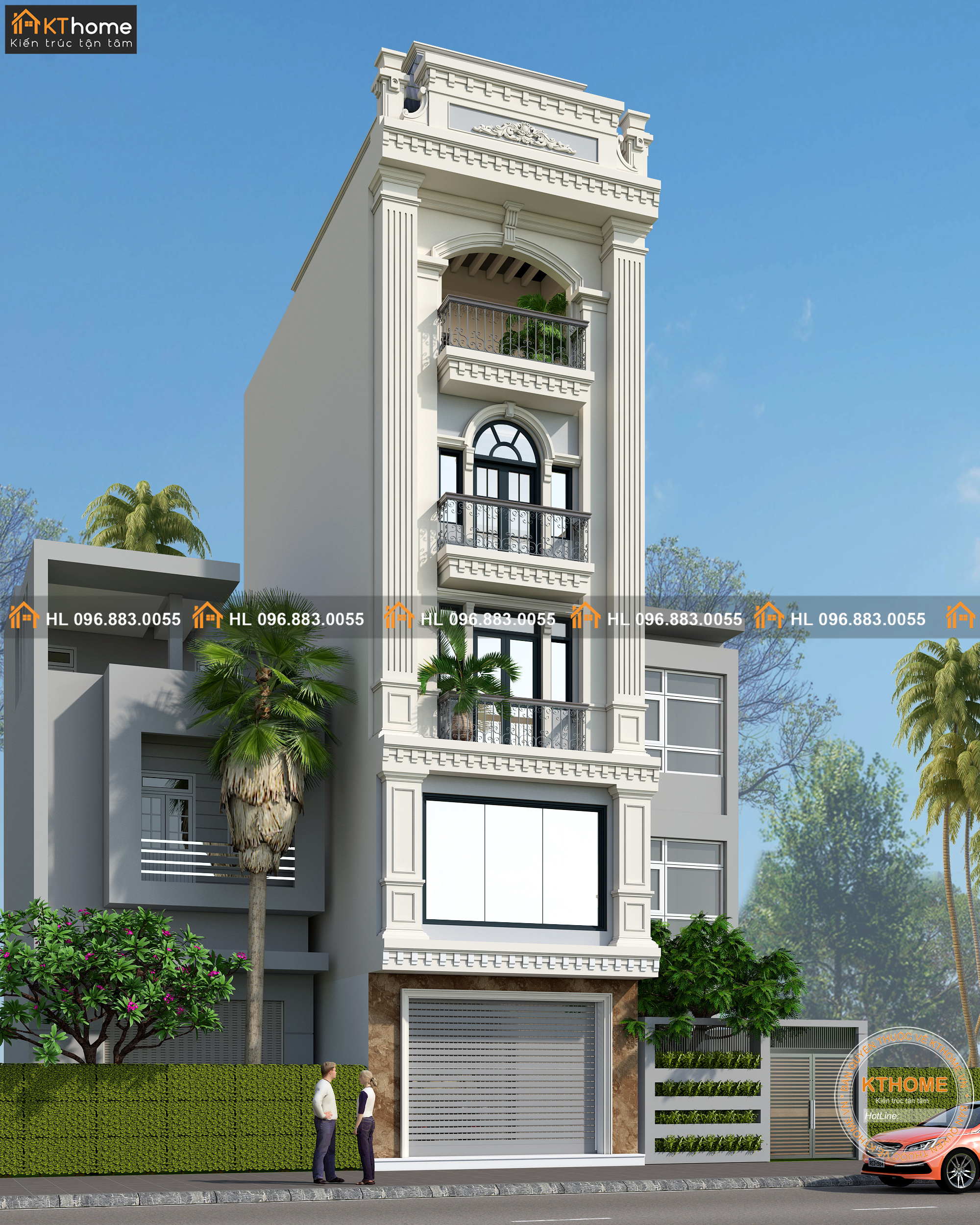 Mẫu nhà phố 5 tầng tân cổ điển mặt tiền 5m có gara tại Vĩnh Phúc ...